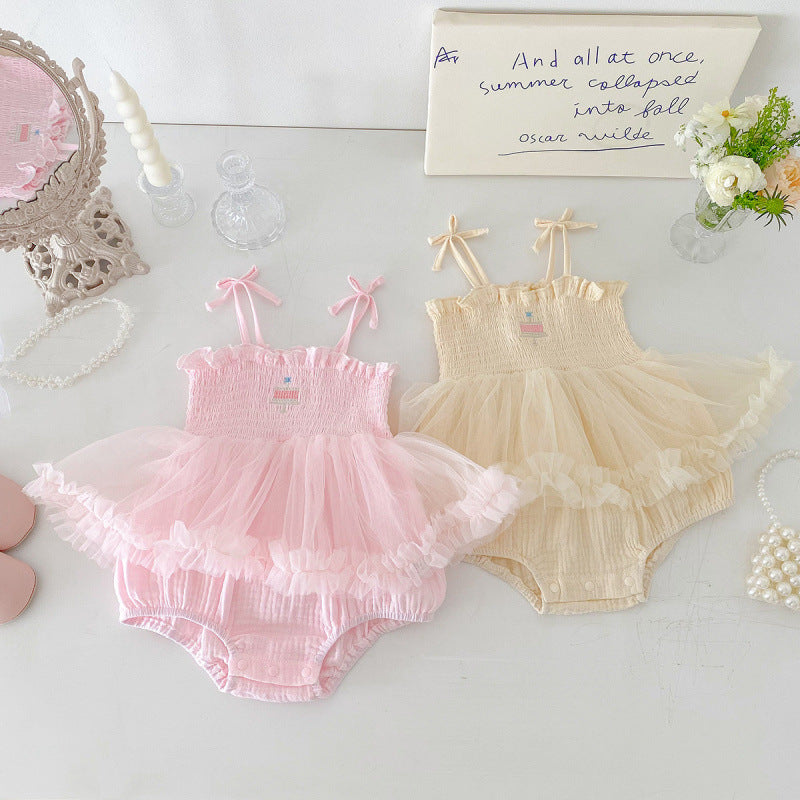 Baby Clothes Girl's Summer Outfit Sweet Princess Romper Dress Stylish Strapless One-Year-Old Summer