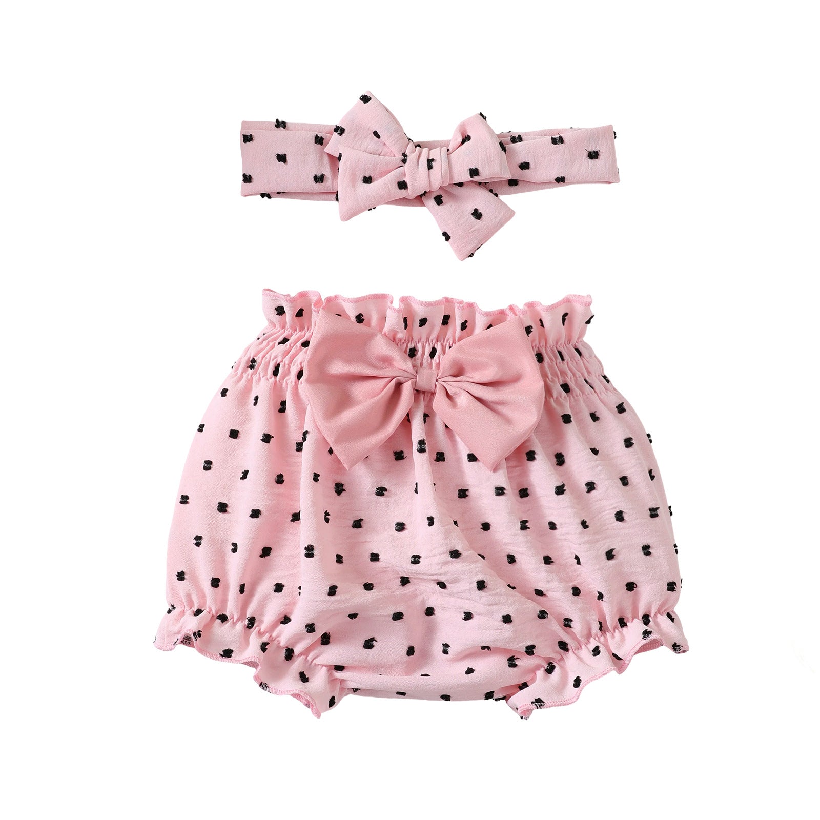 Baby Girl Shorts amp Hair Accessory Set, Summer Lightweight Printed Outerwear Shorts for 0-2 Years Old