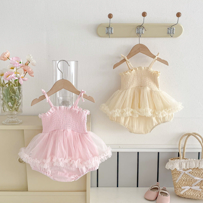 Baby Clothes Girl's Summer Outfit Sweet Princess Romper Dress Stylish Strapless One-Year-Old Summer
