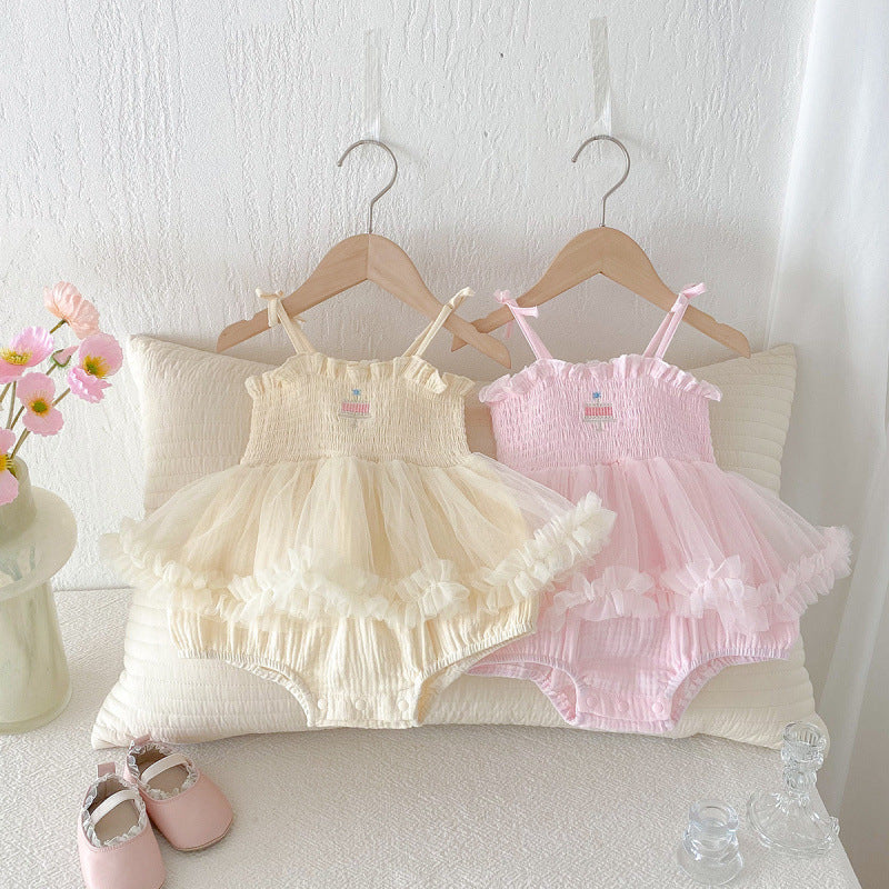 Baby Clothes Girl's Summer Outfit Sweet Princess Romper Dress Stylish Strapless One-Year-Old Summer