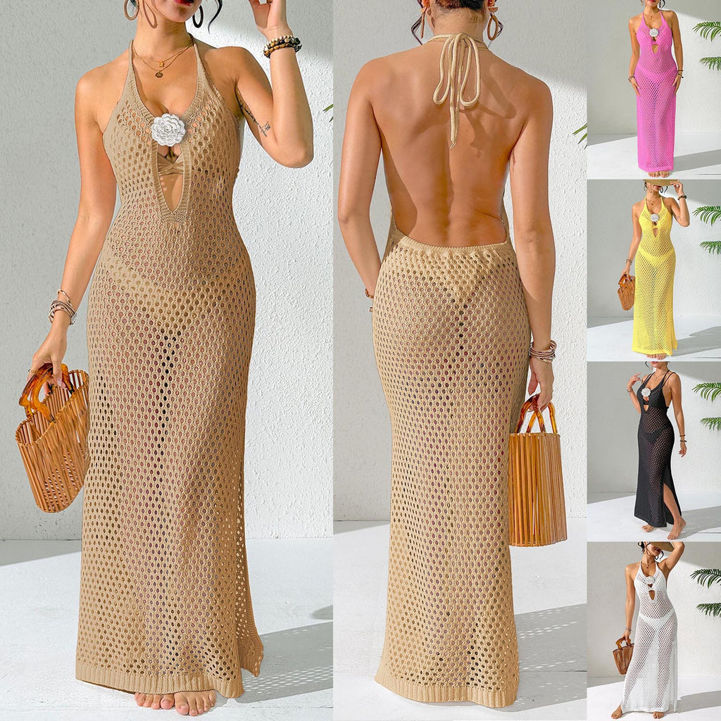 Style V-Neck Fitted Backless s Beach Cover-Up for Women