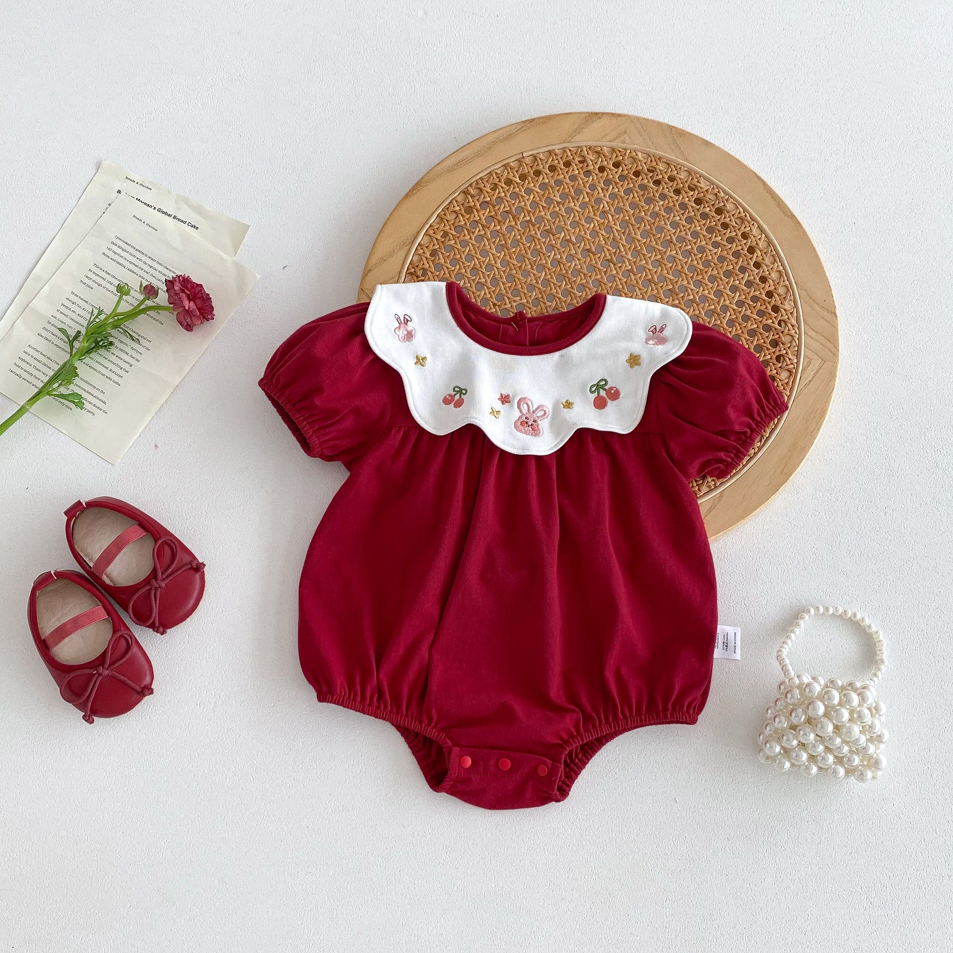 Summer Outfit Baby Girl Romper Newborn Baby Clothes for 1 Month, 100 Days, 1 Year A-Class Cotton Bodysuit Diaper Cover