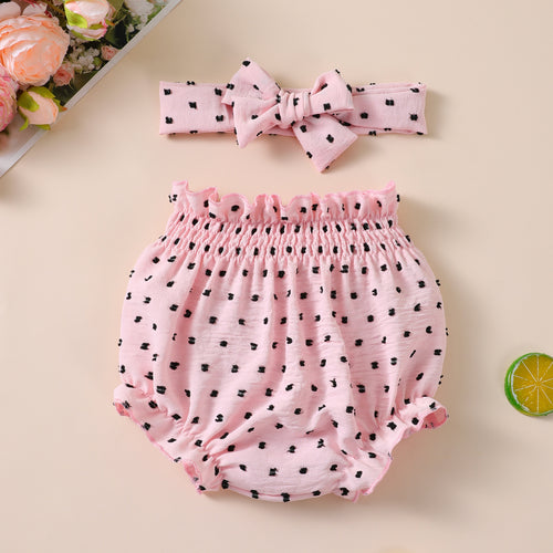Baby Girl Shorts amp Hair Accessory Set, Summer Lightweight Printed Outerwear Shorts for 0-2 Years Old