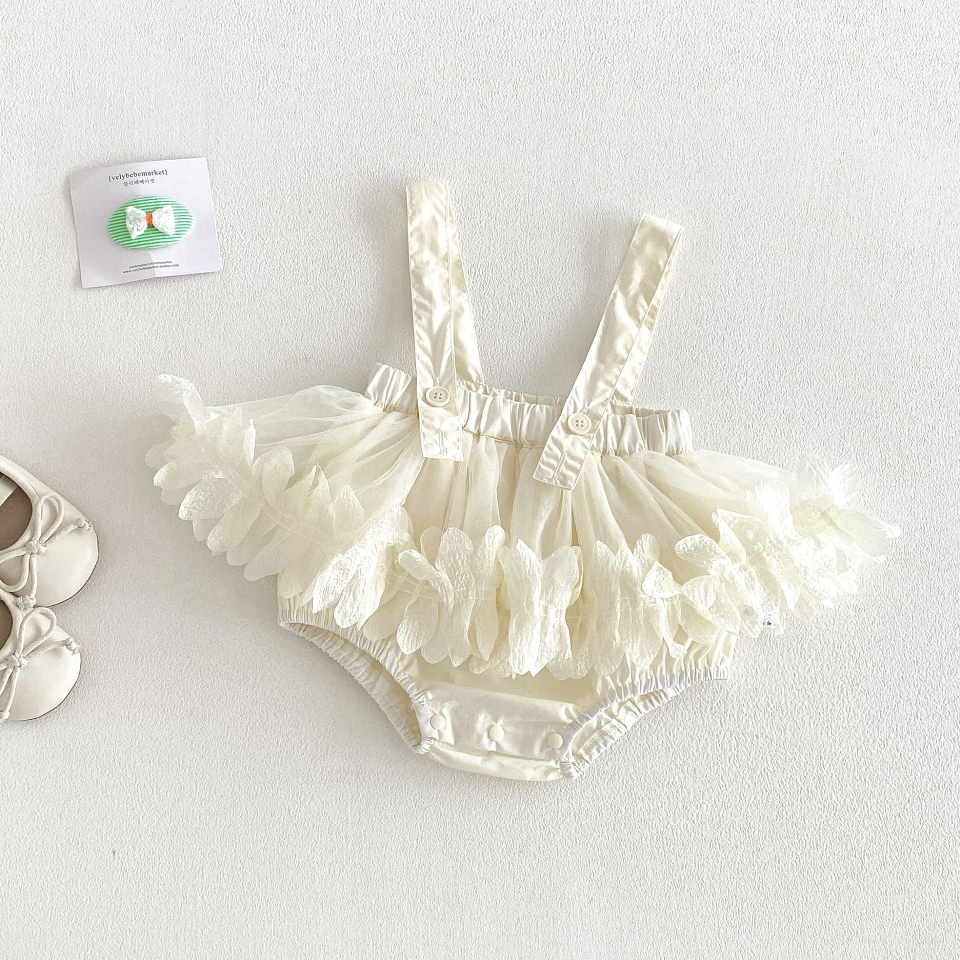 Summer New Infant and Toddler Carrier Gauze Dress Romper Set, Baby Girl Knit Vest Bodysuit Two-Piece Set