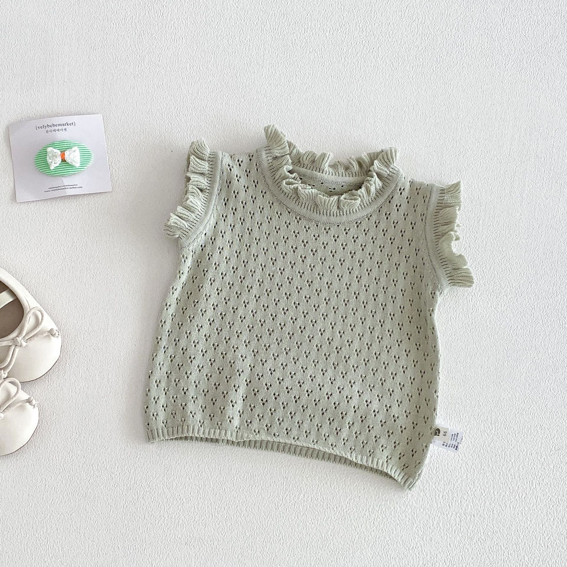 Summer New Infant and Toddler Carrier Gauze Dress Romper Set, Baby Girl Knit Vest Bodysuit Two-Piece Set