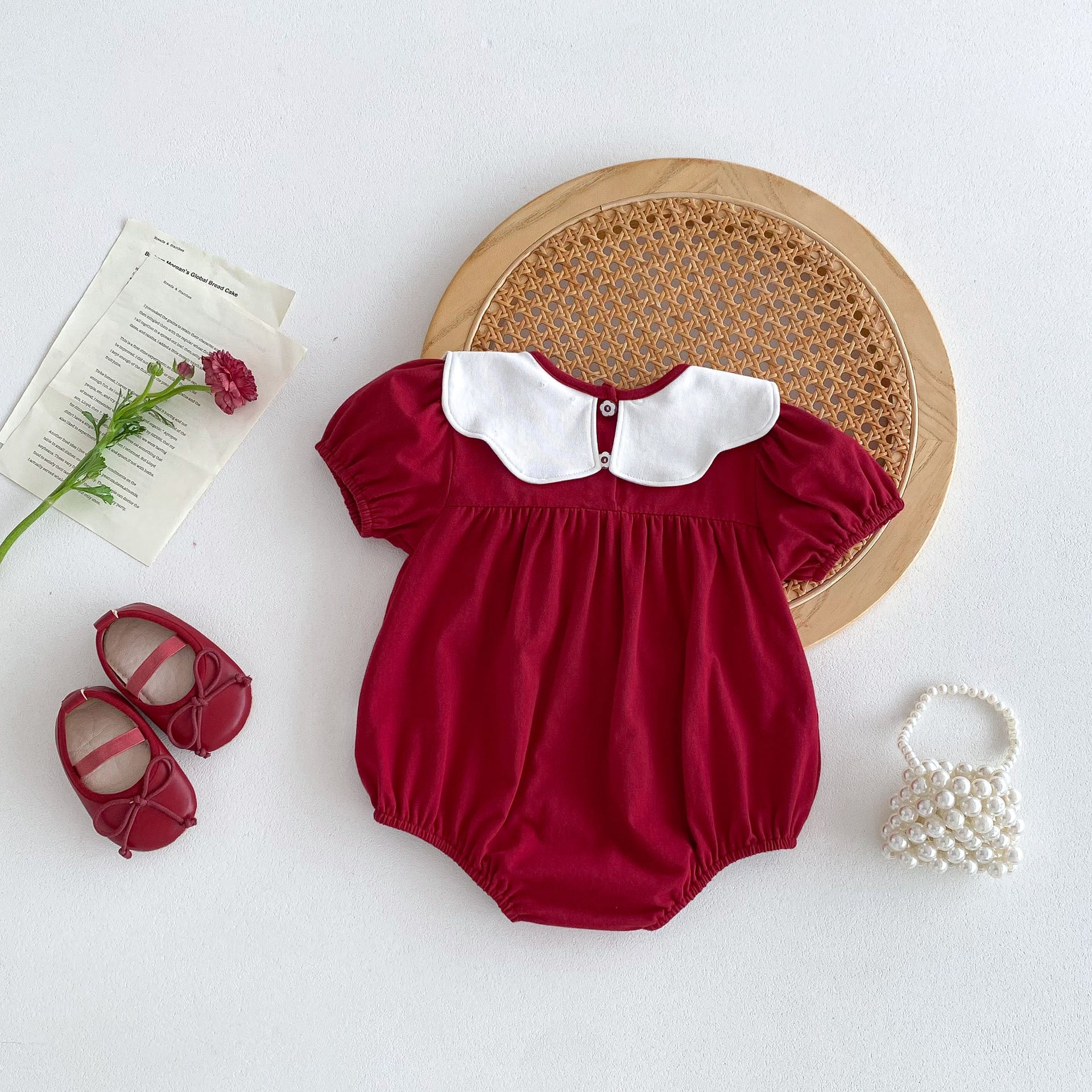 Summer Outfit Baby Girl Romper Newborn Baby Clothes for 1 Month, 100 Days, 1 Year A-Class Cotton Bodysuit Diaper Cover