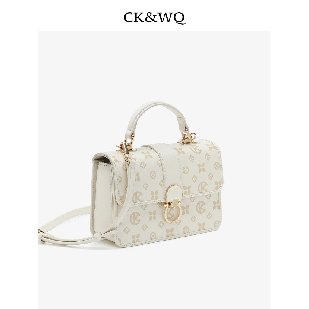 New Luxury Designer Bag Monogram Printed Ladies Handbags Heart Ring Lock Women Crossbody Shoulder Bag