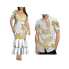 Dropshipping Design Hawaii Print Plus Size Women Mermaid Long Dress Custom Match Summer Aloha Men Shirt Couple Clothing 2 Pieces