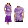 Dropshipping Design Hawaii Print Plus Size Women Mermaid Long Dress Custom Match Summer Aloha Men Shirt Couple Clothing 2 Pieces
