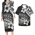 Valentine's Days Couple Clothing Set Plus Size Women's Dresses Matching Men Shirts Pacific Island Pattern Women Elegant Dresses