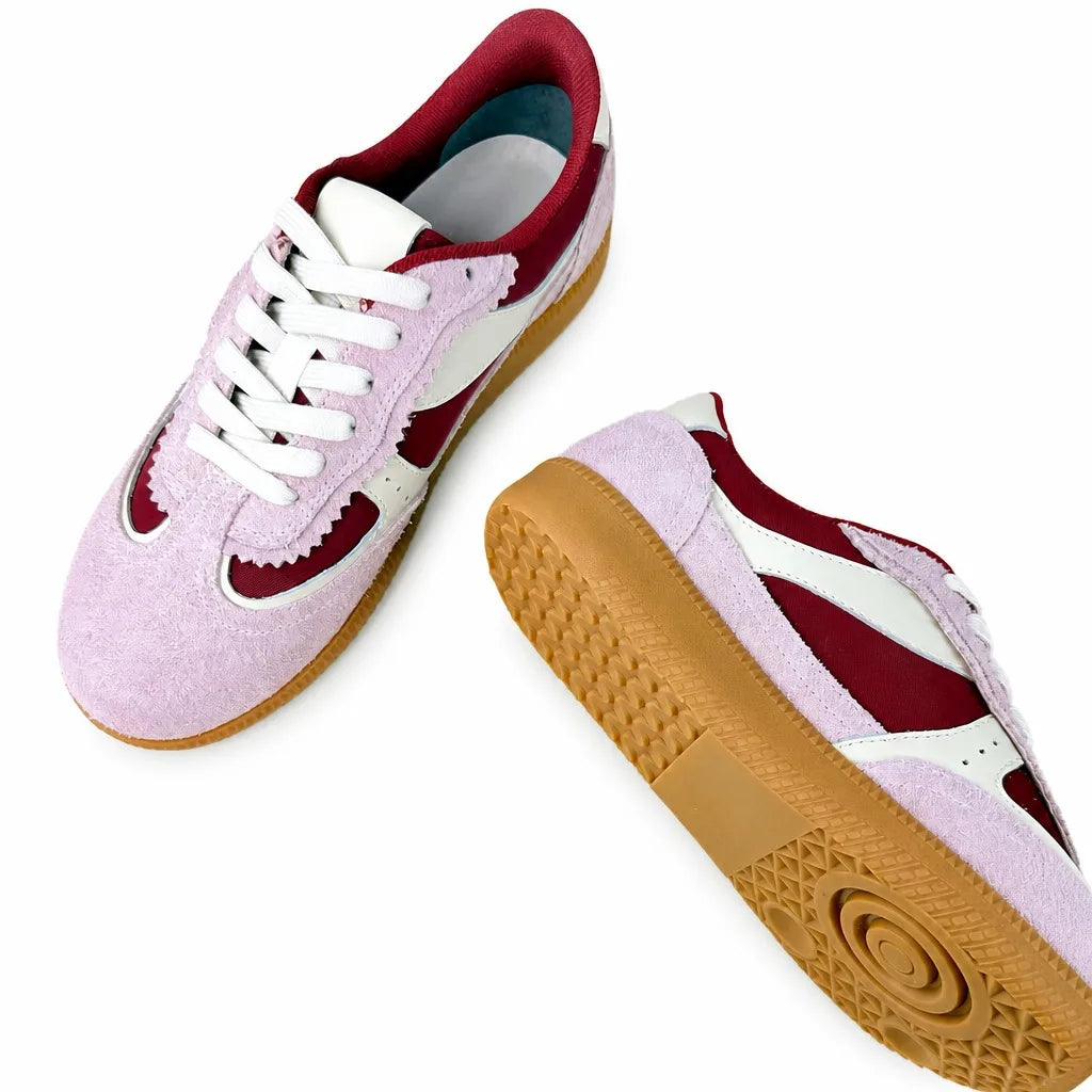 Birotzxiues Women Retro Suede Low Cut Trainers Gum Sole Lace Up Casual Blush Pink Forest Green Comfortable EUR Size 36-44