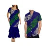 Dropshipping Design Hawaii Print Plus Size Women Mermaid Long Dress Custom Match Summer Aloha Men Shirt Couple Clothing 2 Pieces