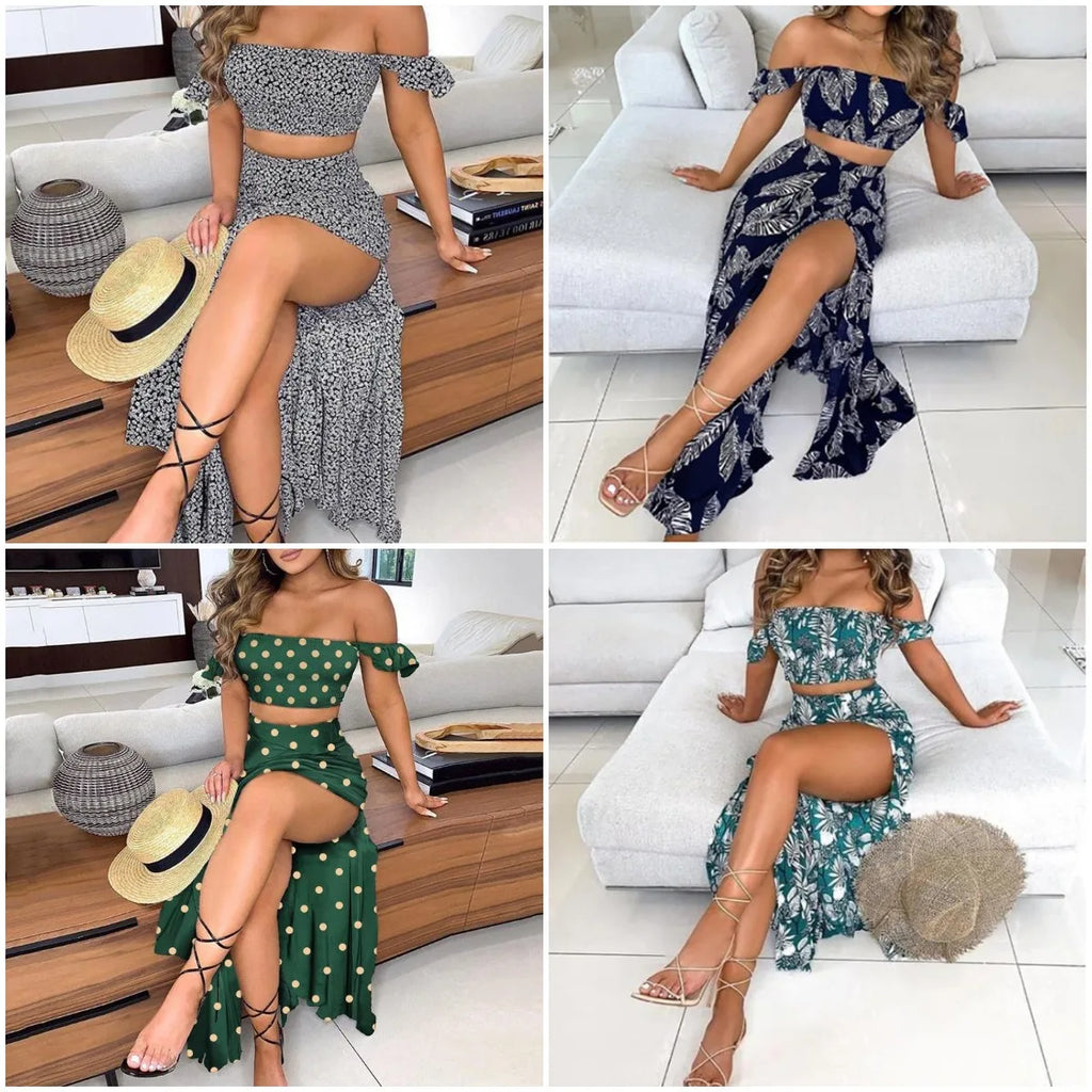 Boho Print Tube Top & Skirt Set