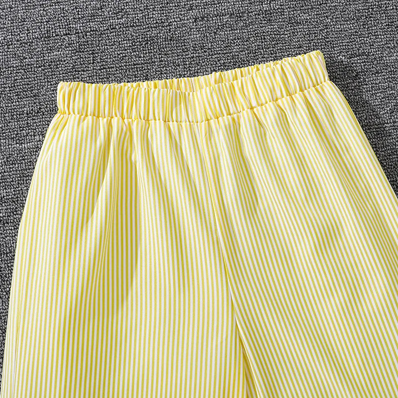 Medium and Large Children's Clothing Spring Children's Clothing New Arrival Striped Long Sleeve Shirt Top Trousers Girls Suit