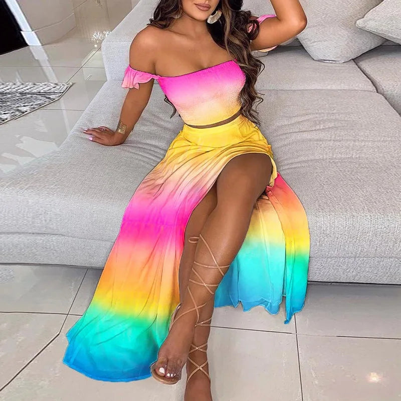 Boho Print Tube Top & Skirt Set