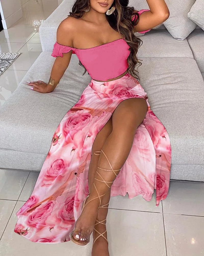 Boho Print Tube Top & Skirt Set