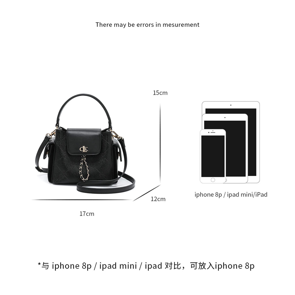 New Arrival Handbags for Women Embossed Pattern Bucket Tote Women's Messenger Bags Metal Logo Chain Decor Ladies Crossbody Bag