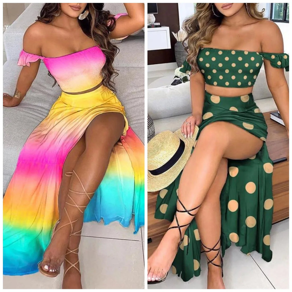 Boho Print Tube Top & Skirt Set