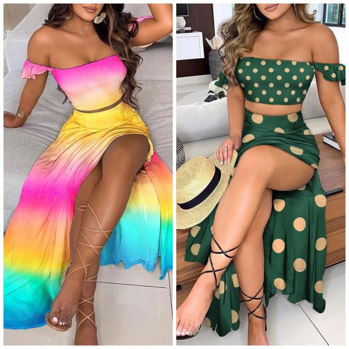 Boho Print Tube Top & Skirt Set