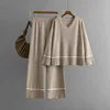 Women's Two-Piece Set V-Neck Pullover Sweater Loose Knitted Pants Solid Casual for Autumn Fashionable Ropa De Mujer Roupas