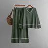 Women's Two-Piece Set V-Neck Pullover Sweater Loose Knitted Pants Solid Casual for Autumn Fashionable Ropa De Mujer Roupas