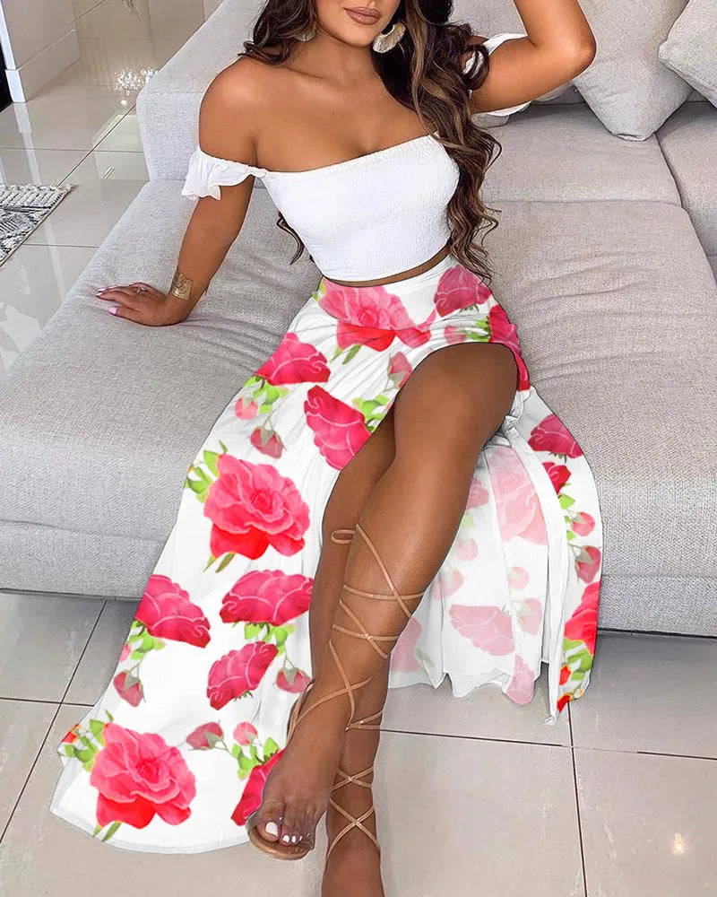Boho Print Tube Top & Skirt Set