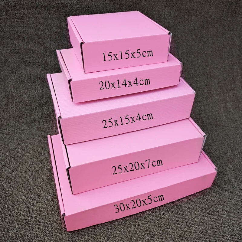 Pink Gift Box with Customized Logo,3-Layer Corrugated Box,Storage Display Carton,Supports Size Printing Logo,Festival Party,10Pc