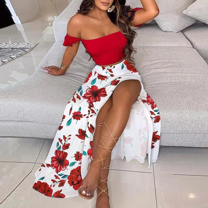 Boho Print Tube Top & Skirt Set