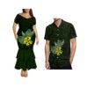 Dropshipping Design Hawaii Print Plus Size Women Mermaid Long Dress Custom Match Summer Aloha Men Shirt Couple Clothing 2 Pieces