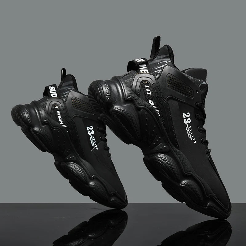 Basketball Shoes Men's PU Leather High Top Mid-Top Lace up Boots Sneakers Outdoor Fashion Breathable Hard-Wearing Spring Autumn