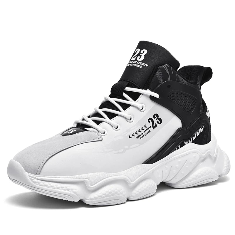 Basketball Shoes Men's PU Leather High Top Mid-Top Lace up Boots Sneakers Outdoor Fashion Breathable Hard-Wearing Spring Autumn