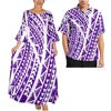 Pink Tribal Floral Matching Couple Outfit Ladies Flare Sleeve Long Dress Men Aloha Shirt Tropical Beach Vacation Matching Set