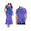 Dropshipping Design Hawaii Print Plus Size Women Mermaid Long Dress Custom Match Summer Aloha Men Shirt Couple Clothing 2 Pieces