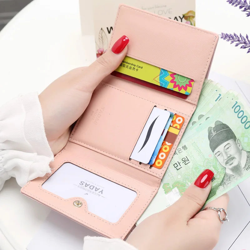2026 New Lovely Candy Color Women Short Wallet,female Bow Change Purse,coin Purses Card Holder Carteras Girls Portable Wallets