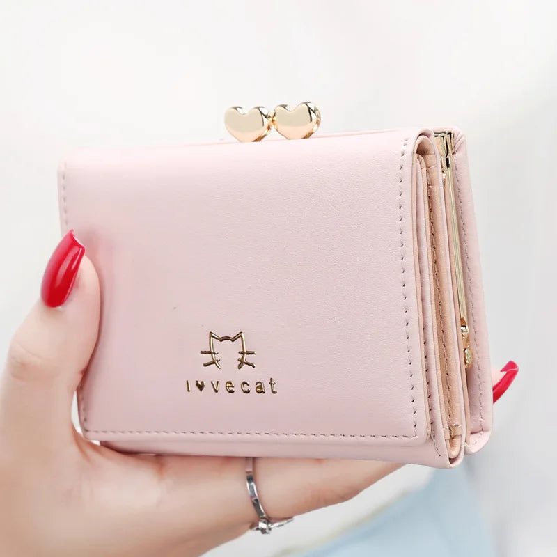 2026 New Lovely Candy Color Women Short Wallet,female Bow Change Purse,coin Purses Card Holder Carteras Girls Portable Wallets
