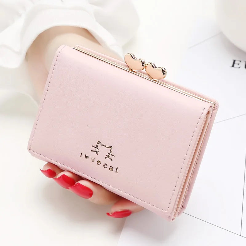 2026 New Lovely Candy Color Women Short Wallet,female Bow Change Purse,coin Purses Card Holder Carteras Girls Portable Wallets