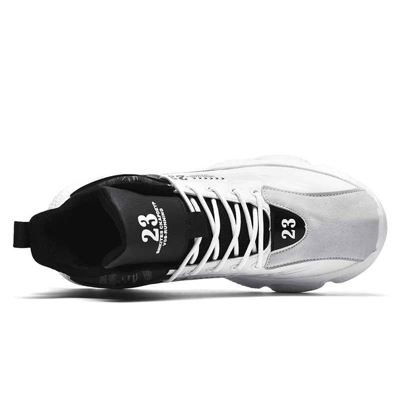 Basketball Shoes Men's PU Leather High Top Mid-Top Lace up Boots Sneakers Outdoor Fashion Breathable Hard-Wearing Spring Autumn