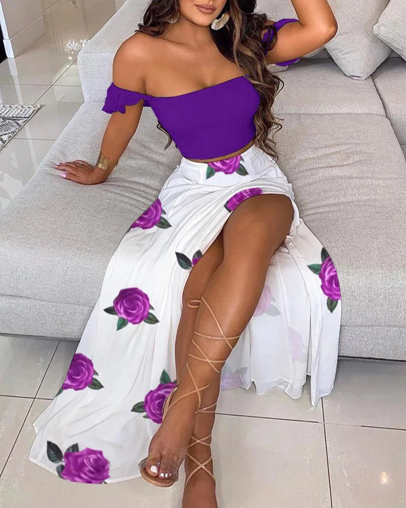 Boho Print Tube Top & Skirt Set