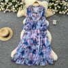 Boho V-Neck Lantern Sleeve Midi Dress