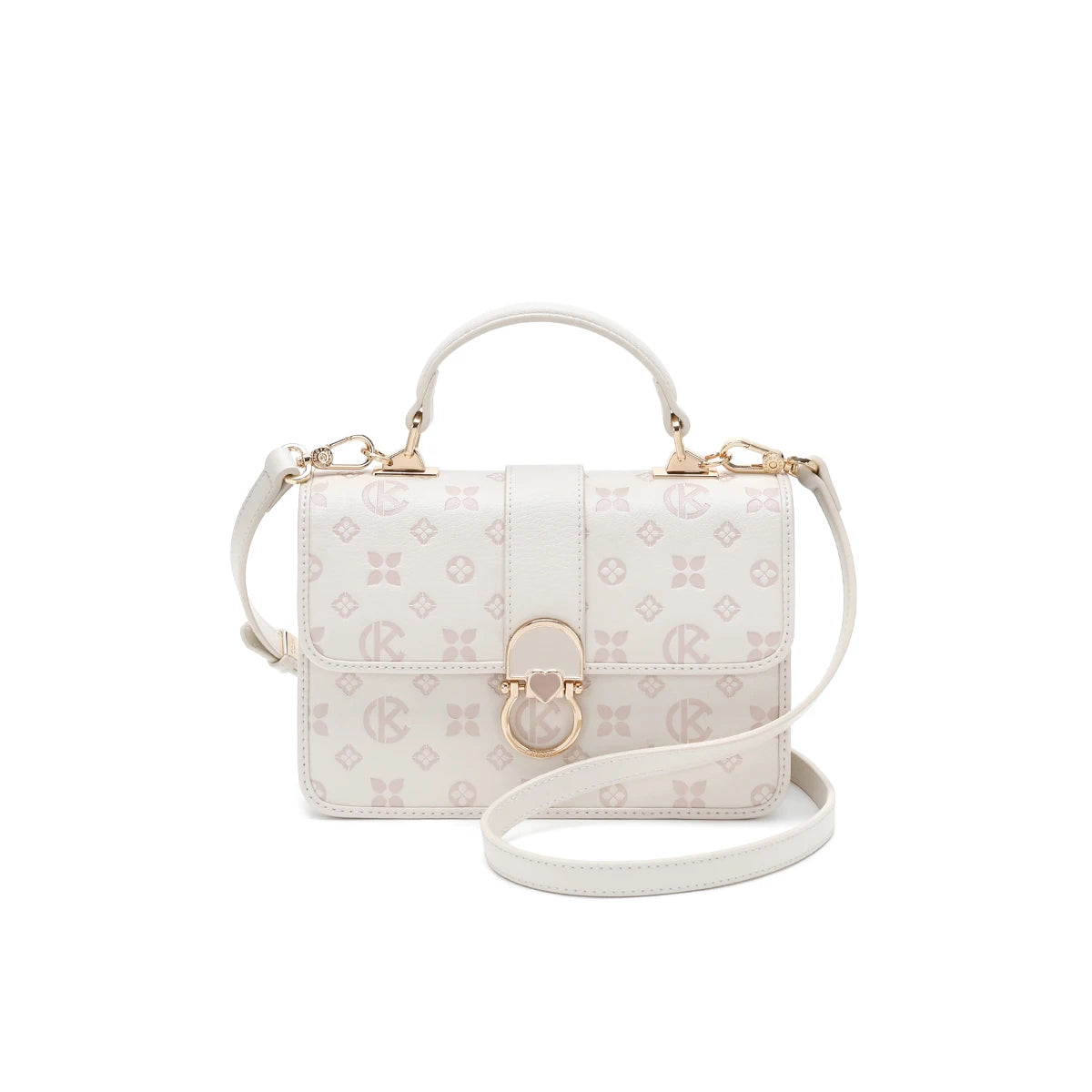 New Luxury Designer Bag Monogram Printed Ladies Handbags Heart Ring Lock Women Crossbody Shoulder Bag