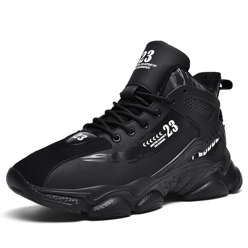Basketball Shoes Men's PU Leather High Top Mid-Top Lace up Boots Sneakers Outdoor Fashion Breathable Hard-Wearing Spring Autumn