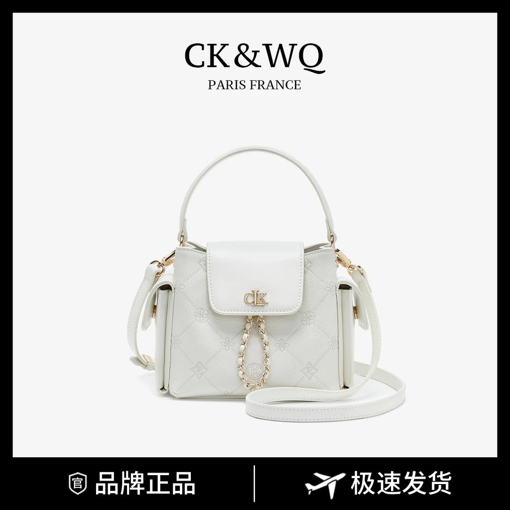 New Arrival Handbags for Women Embossed Pattern Bucket Tote Women's Messenger Bags Metal Logo Chain Decor Ladies Crossbody Bag