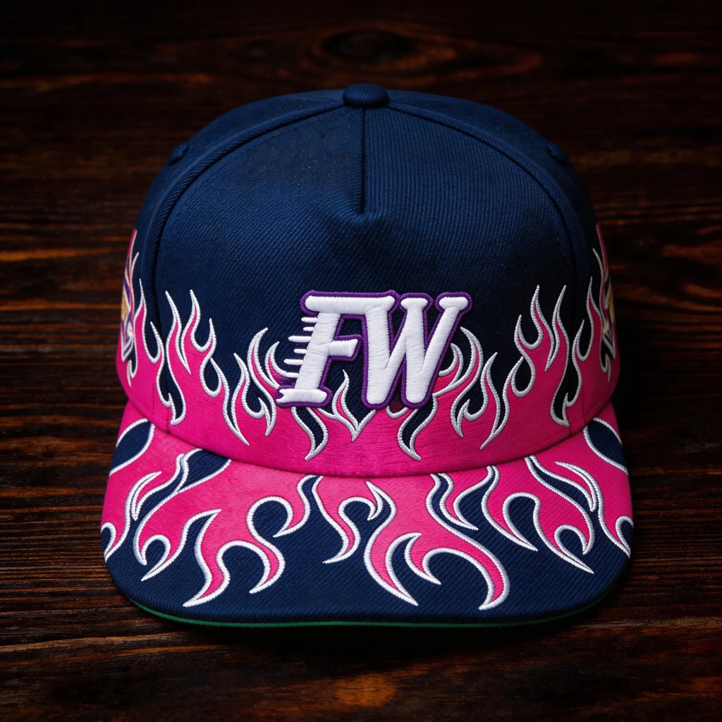 High Quality 5 Panel Snapback Hat Custom Logo Flame Embroidery Baseball Cap