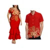 Dropshipping Design Hawaii Print Plus Size Women Mermaid Long Dress Custom Match Summer Aloha Men Shirt Couple Clothing 2 Pieces
