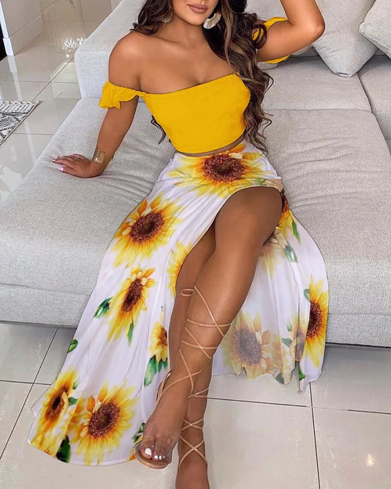 Boho Print Tube Top & Skirt Set