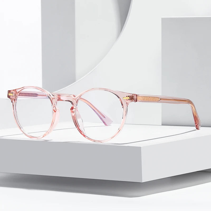 Brand Designer Crystal Optical Frames Unisex Round Shape Anti-blue Light Eyewear Transparent Eye Glasses Frames