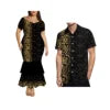 Dropshipping Design Hawaii Print Plus Size Women Mermaid Long Dress Custom Match Summer Aloha Men Shirt Couple Clothing 2 Pieces