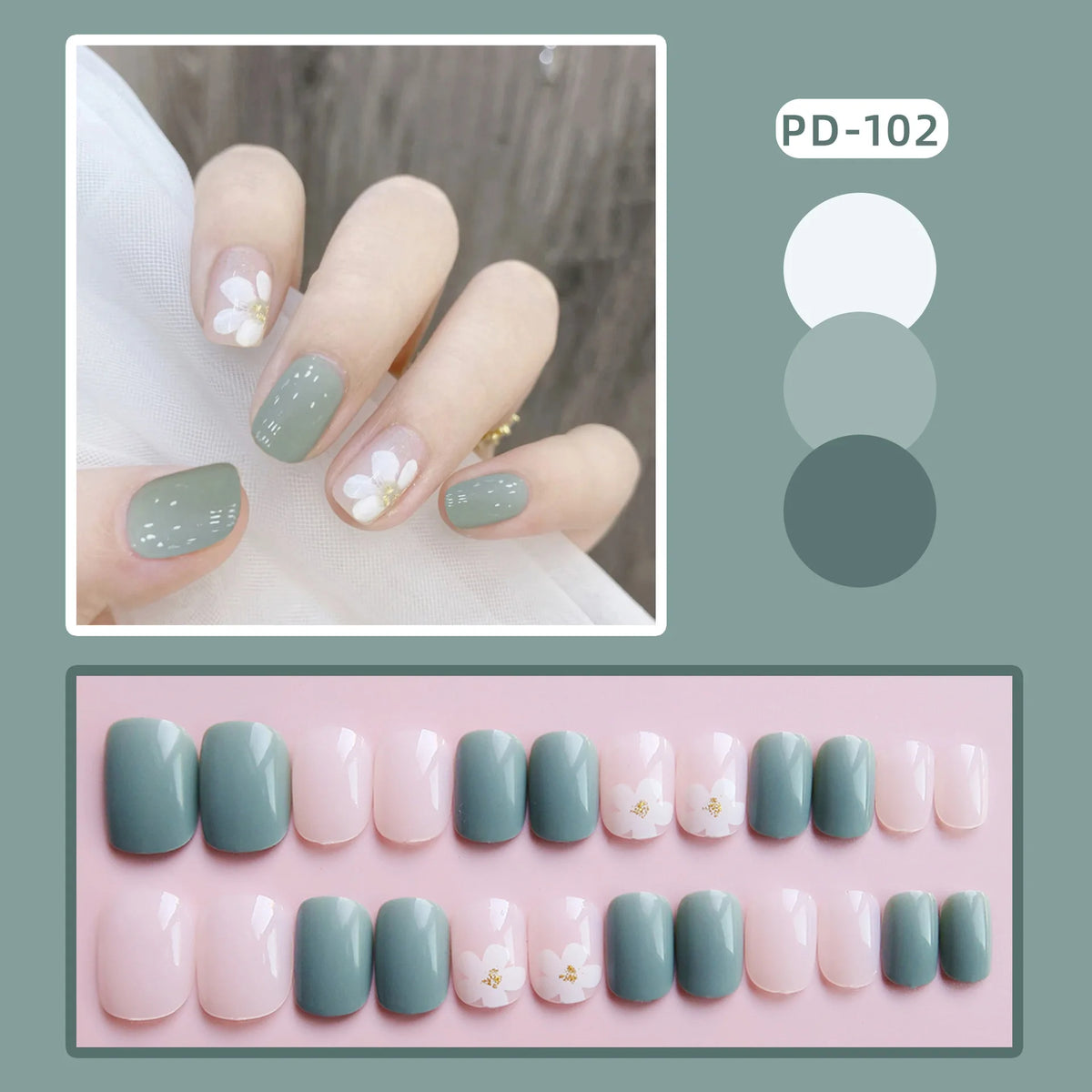 24Pcs Love Heart Butterfly Coffin Fake Nails Art French Long Ballet Detachable Wearing Press on Nail Tips Full Cover False Nails