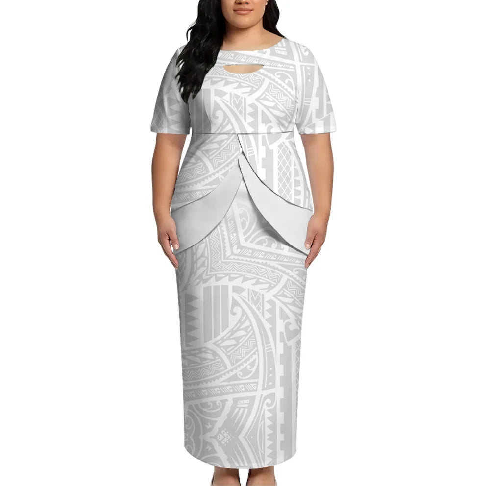 High-Quality Polynesian Island Ethnic Style Round-Neck Dress For Women From Tonga And Fiji Puletasi Elegant Dress Custom Made
