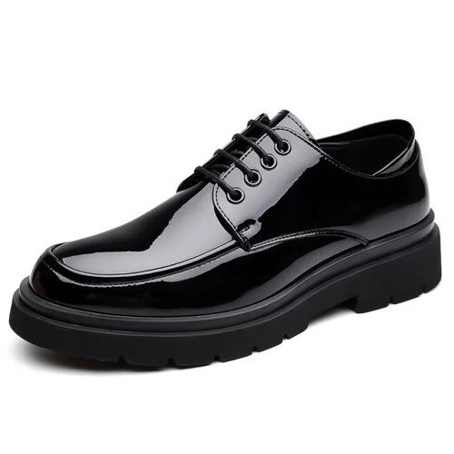 2025 Autumn Patent Leather Men's Business Formal Tie-Up Shoes Safety Professional Bata Breathable Men's Shoes botas para hombre